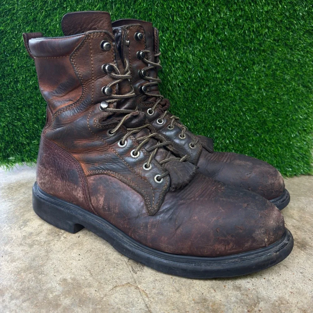 Red Wing Shoes 2202 Work Combat Boots Mens 12 Brown Leather Slip Resistant